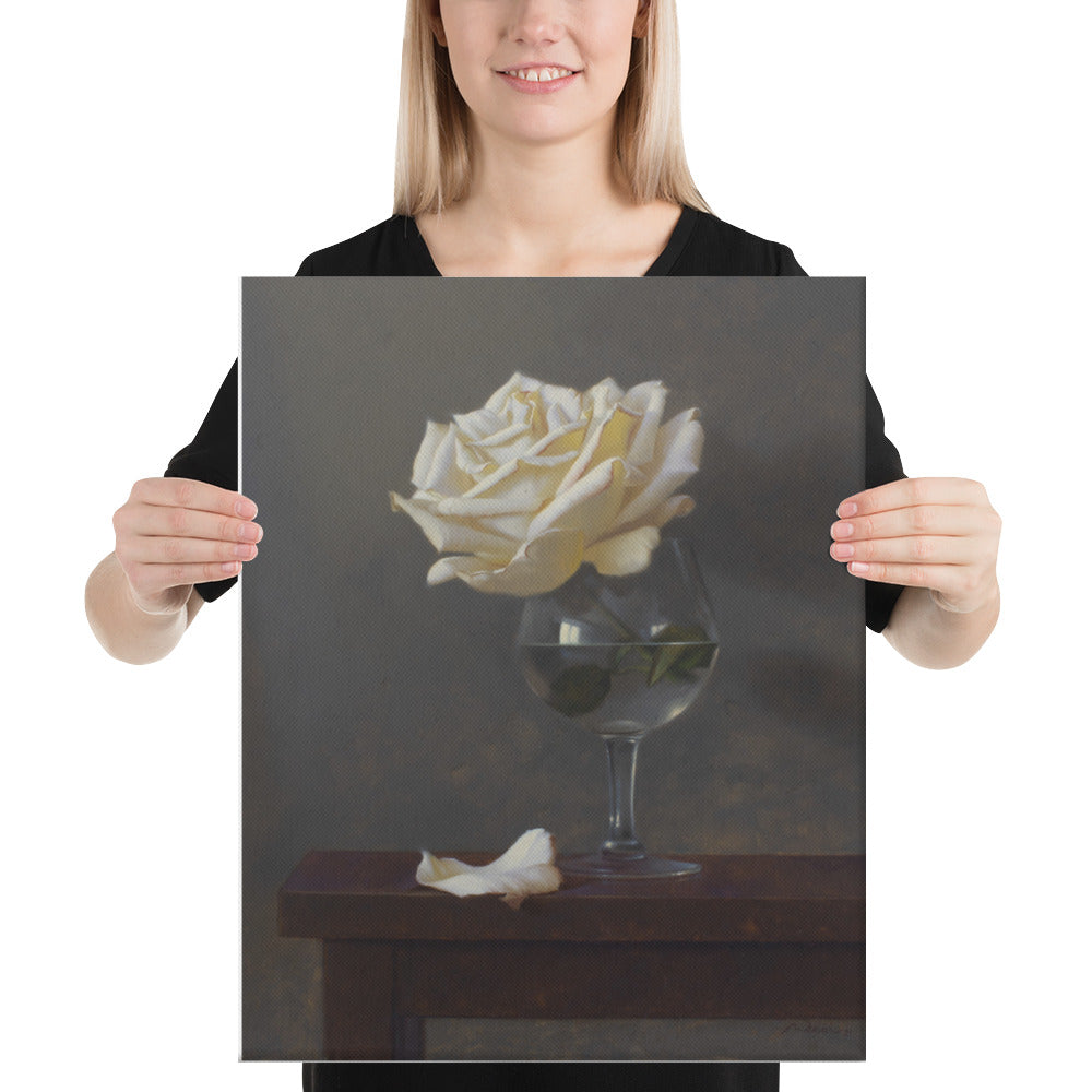 A WHITE ROSE'S TALE - CANVAS PRINT 16″×20″