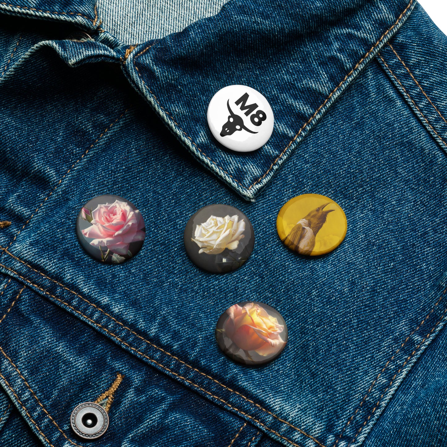 Set of pin buttons