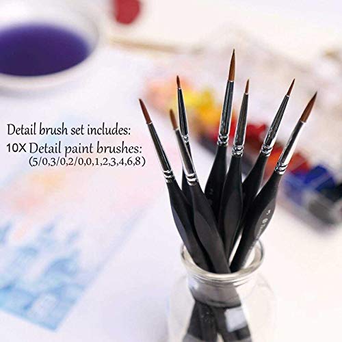 Golden Maple Detail Paint Brushes Set 10pcs - Great brushes for detailed work